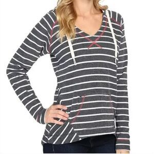 Columbia Tropic Haven Hoodie Sweatshirt Gray Nautical Stripe Coastal‎ Size Small